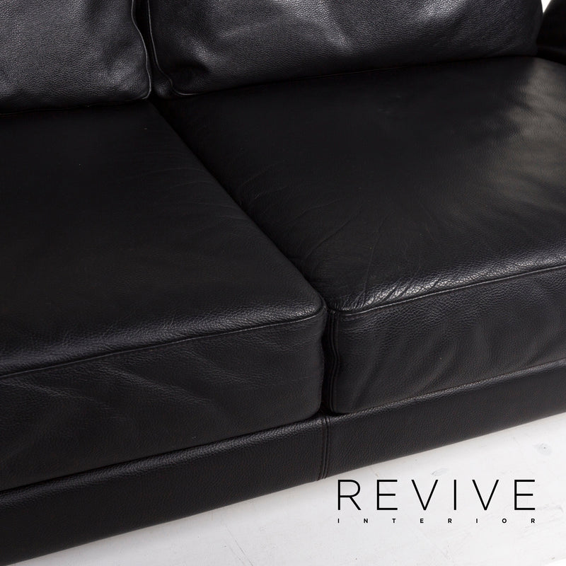 Brühl Moule Leder Sofa Schwarz Zweisitzer Funktion Schlaffunktion Relaxfunktion Schlafsofa Couch 