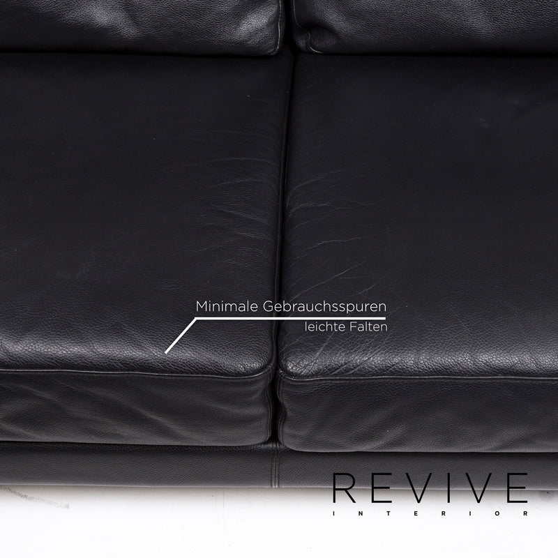 Brühl Moule Leder Sofa Schwarz Zweisitzer Funktion Schlaffunktion Relaxfunktion Schlafsofa Couch 