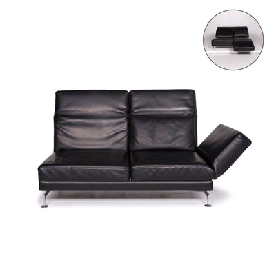 Brühl Moule Leder Sofa Schwarz Zweisitzer Relaxfunktion Funktion Couch #12052