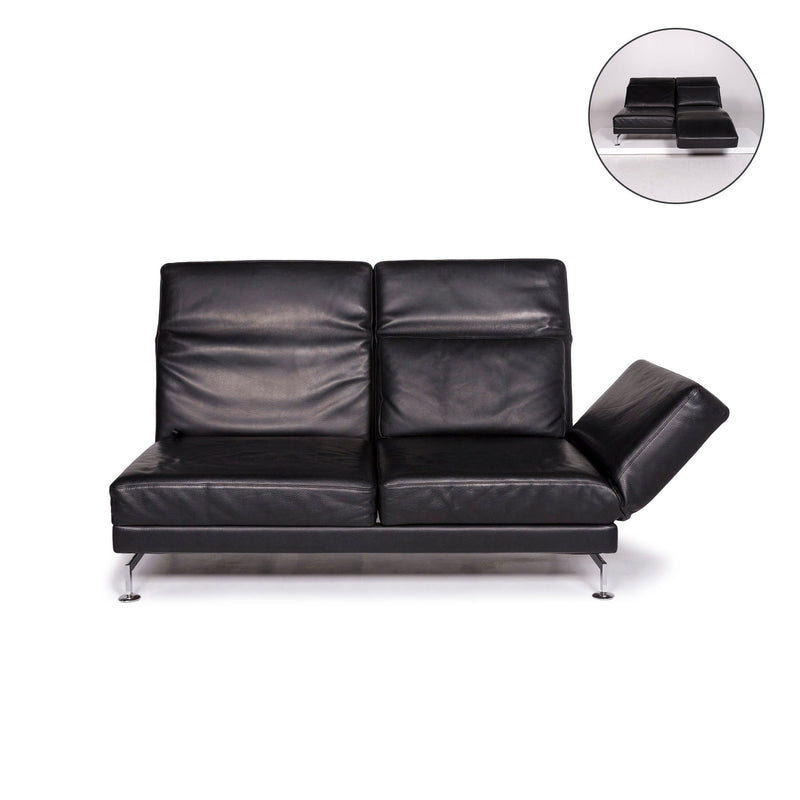 Brühl Moule Leder Sofa Schwarz Zweisitzer Relaxfunktion Funktion Couch 