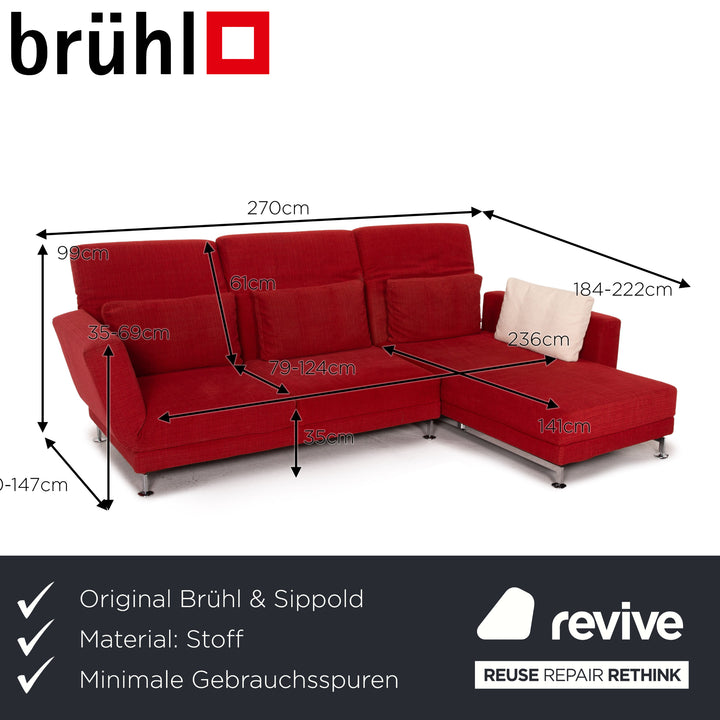 Brühl & Sippold Moule Stoff Ecksofa Rot Funktion Relaxfunktion Couch