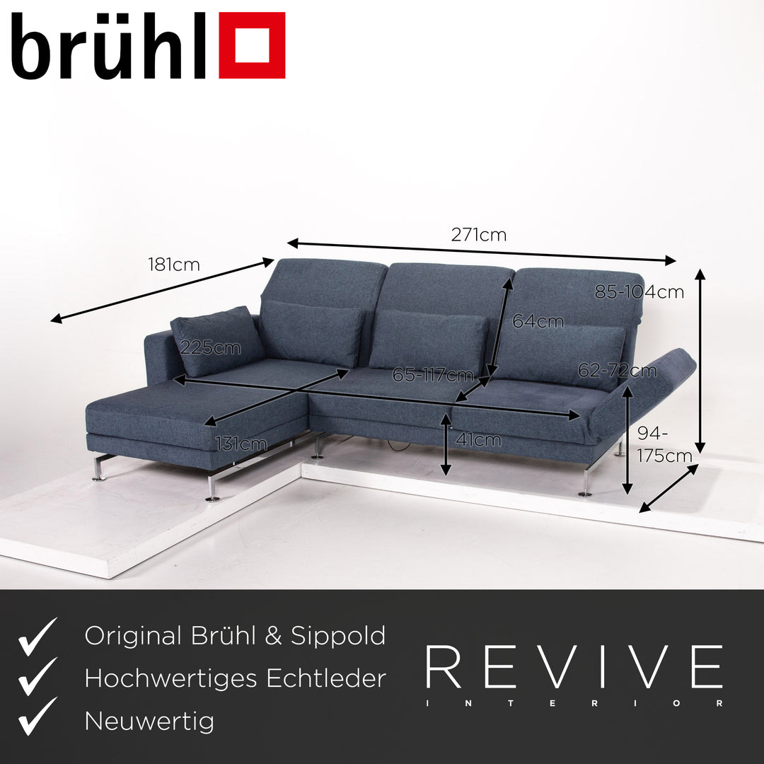 Brühl Moule fabric sofa blue function relax function couch #12929