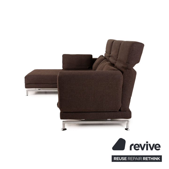 Brühl &amp; Sippold Moule fabric sofa brown corner sofa including stool function relax function couch