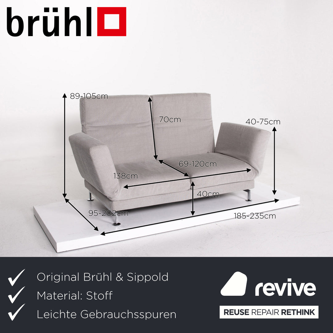 Brühl Moule fabric sofa gray two-seater couch function sleeping function