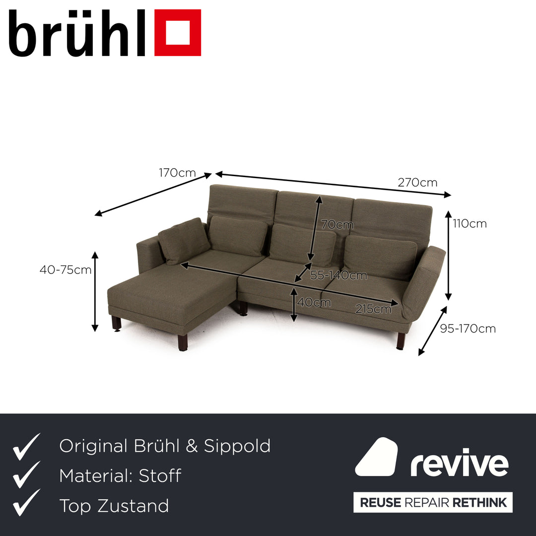 Brühl Moule fabric sofa green corner sofa couch function relaxation function