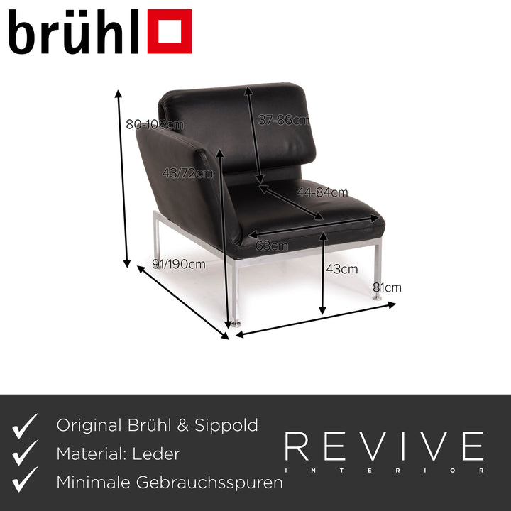 Brühl &amp; Sippold Roro Leather Armchair Black Function lounger relaxation function