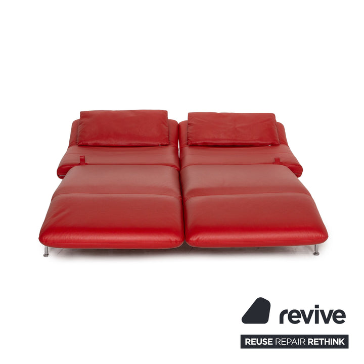 Brühl & Sippold Roro Leder Sofa Rot Zweisitzer Funktion Relaxfunktion Schlaffunktion Schlafsofa