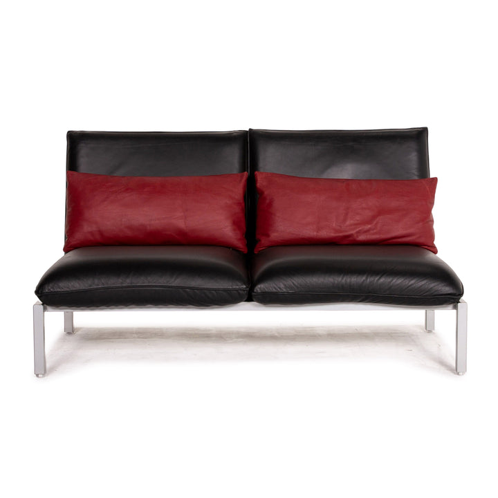 Brühl & Sippold Roro Leder Sofa Schwarz Zweisitzer Funktion Relaxfunktion Couch #15069