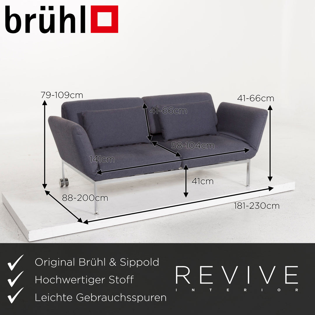 Brühl & Sippold Roro Stoff Schlafsofa Blau Zweisitzer Sofa Funktion Relaxfunktion Schlaffunktion #13073