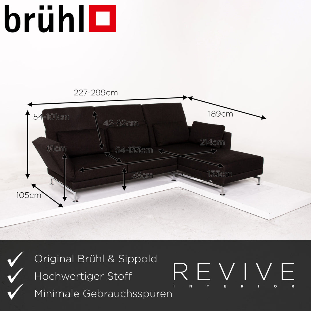 Brühl & Sippold Moule Stoff Ecksofa Braun Dunkelbraun Funktion Schlaffunktion Relaxfunktion Couch #12524