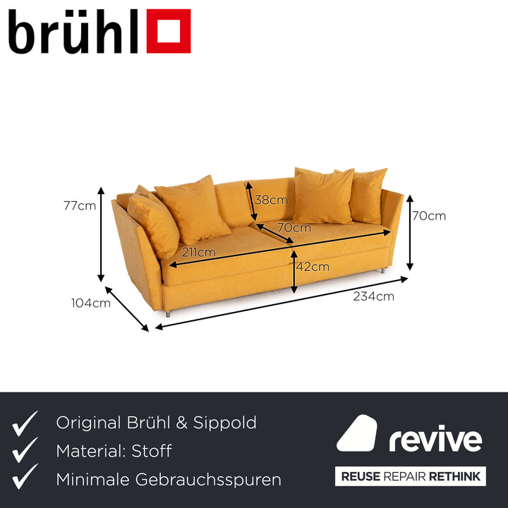 Brühl &amp; Sippold fabric sofa ocher four-seater couch