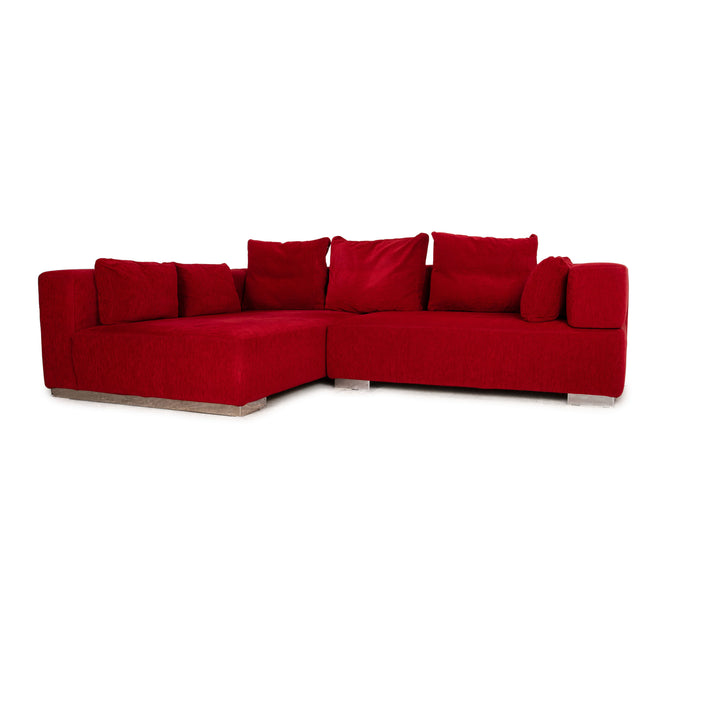 Brühl Stoff Ecksofa Rot Sofa Couch Recamiere links