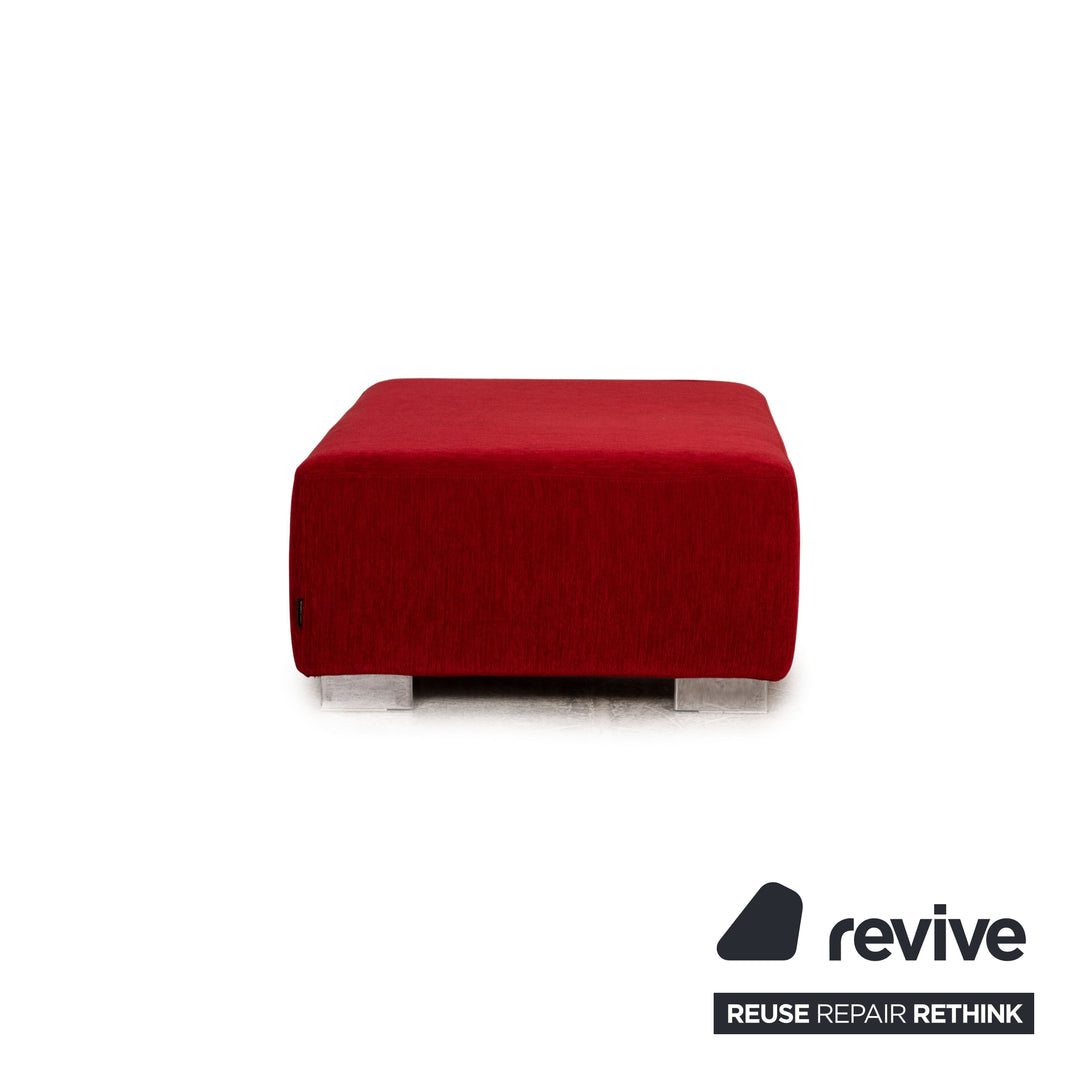 Brühl Stoff Sofa Garnitur Rot Ecksofa Hocker Couch Recamiere links