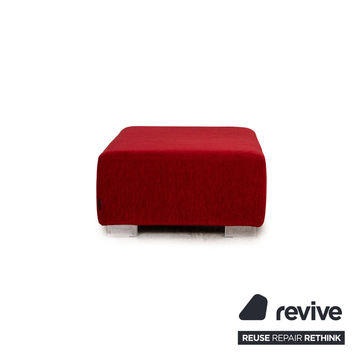 Brühl Stoff Sofa Garnitur Rot Ecksofa Hocker Couch Recamiere links