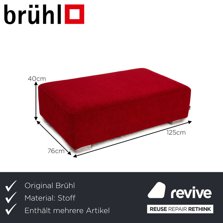 Brühl Stoff Sofa Garnitur Rot Ecksofa Hocker Couch Recamiere links