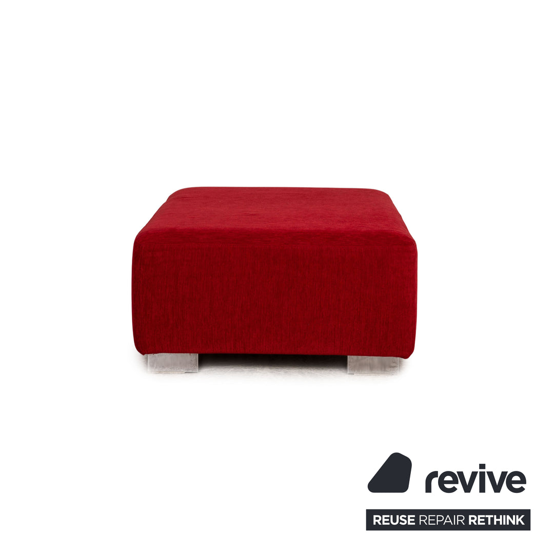 Brühl Stoff Sofa Garnitur Rot Ecksofa Hocker Couch Recamiere links