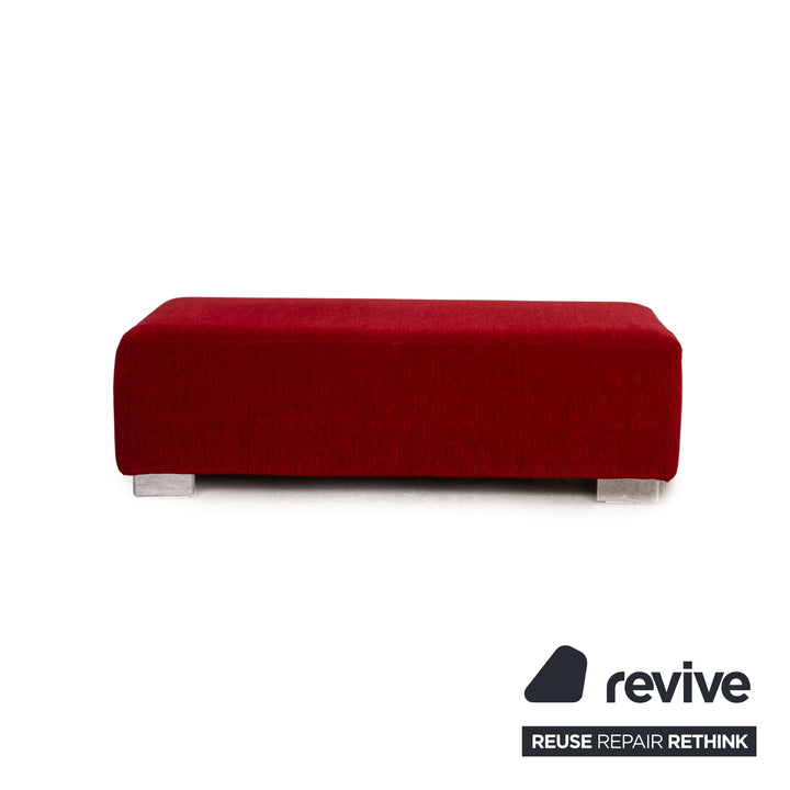 Brühl Stoff Sofa Garnitur Rot Ecksofa Hocker Couch Recamiere links