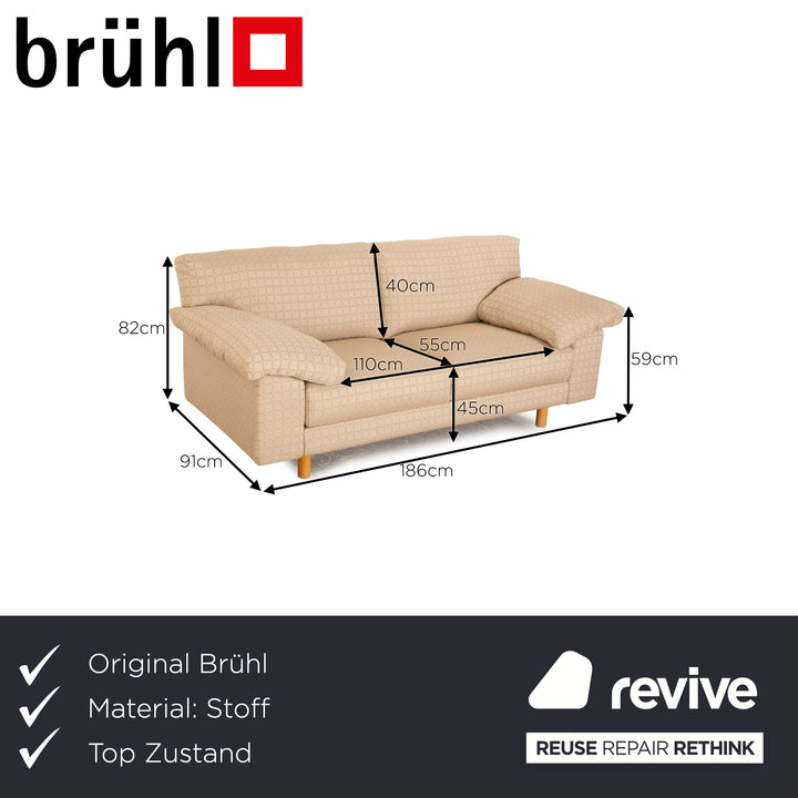 Brühl Stoff Zweisitzer Creme Sofa Couch