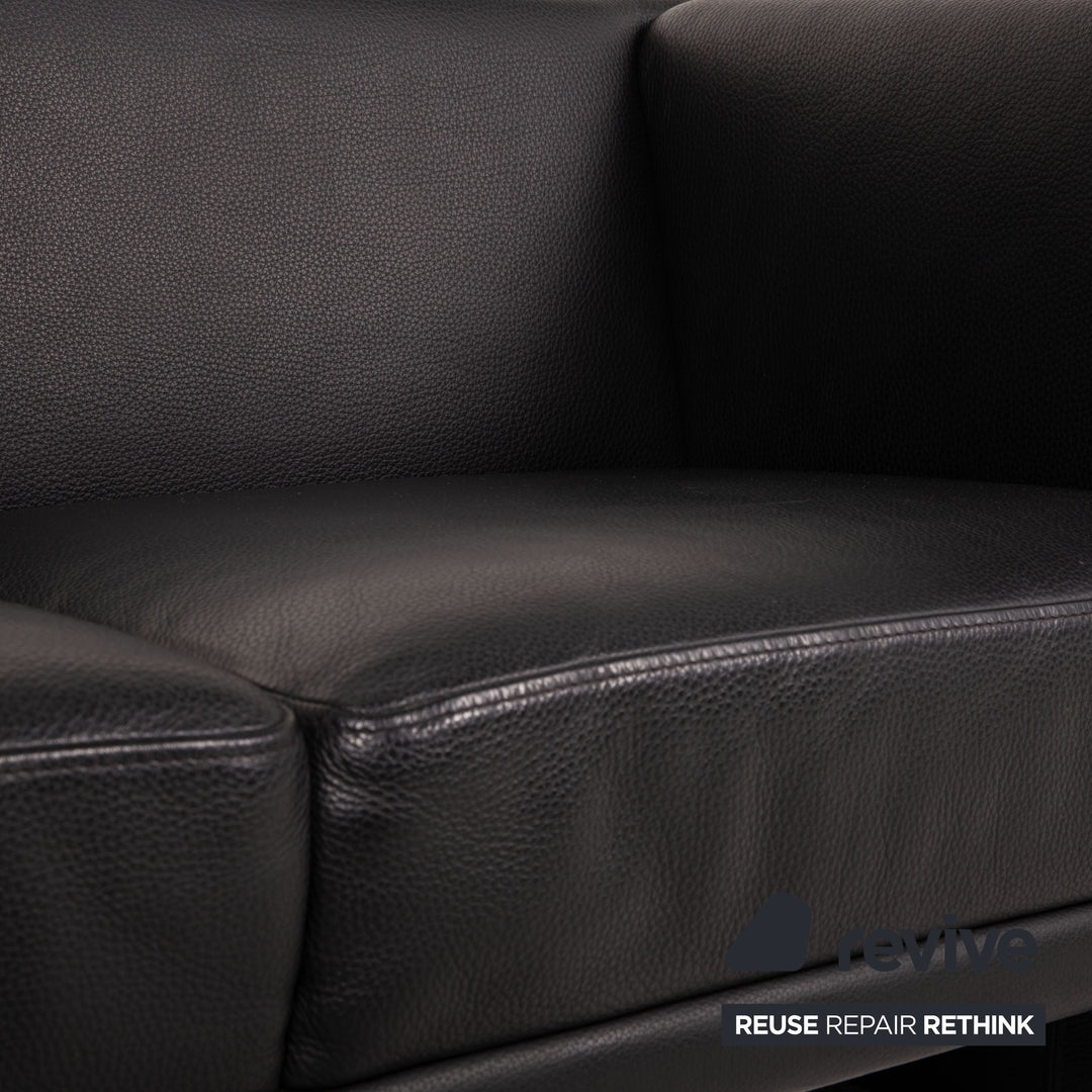 Brühl Visavis leather sofa set black 1x two-seater 1x armchair couch
