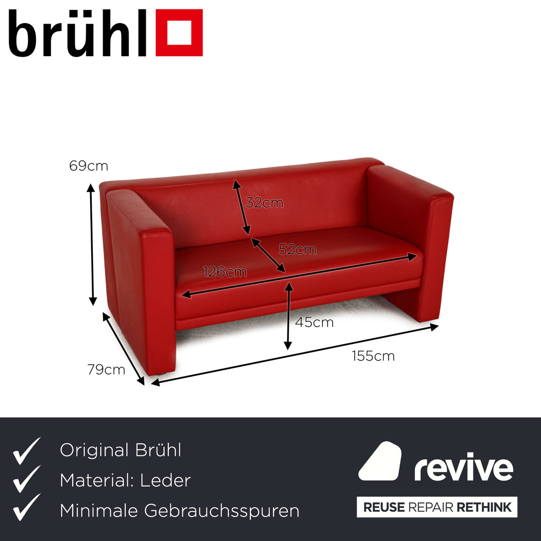 Brühl Visavis Leder Sofa Rot Zweisitzer Couch