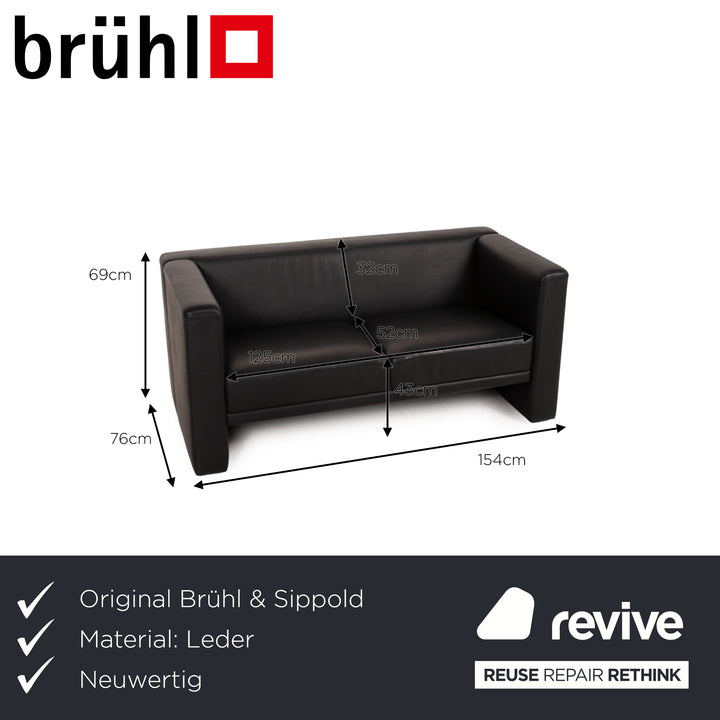 Brühl Visavis Leder Sofa Schwarz Zweisitzer Couch