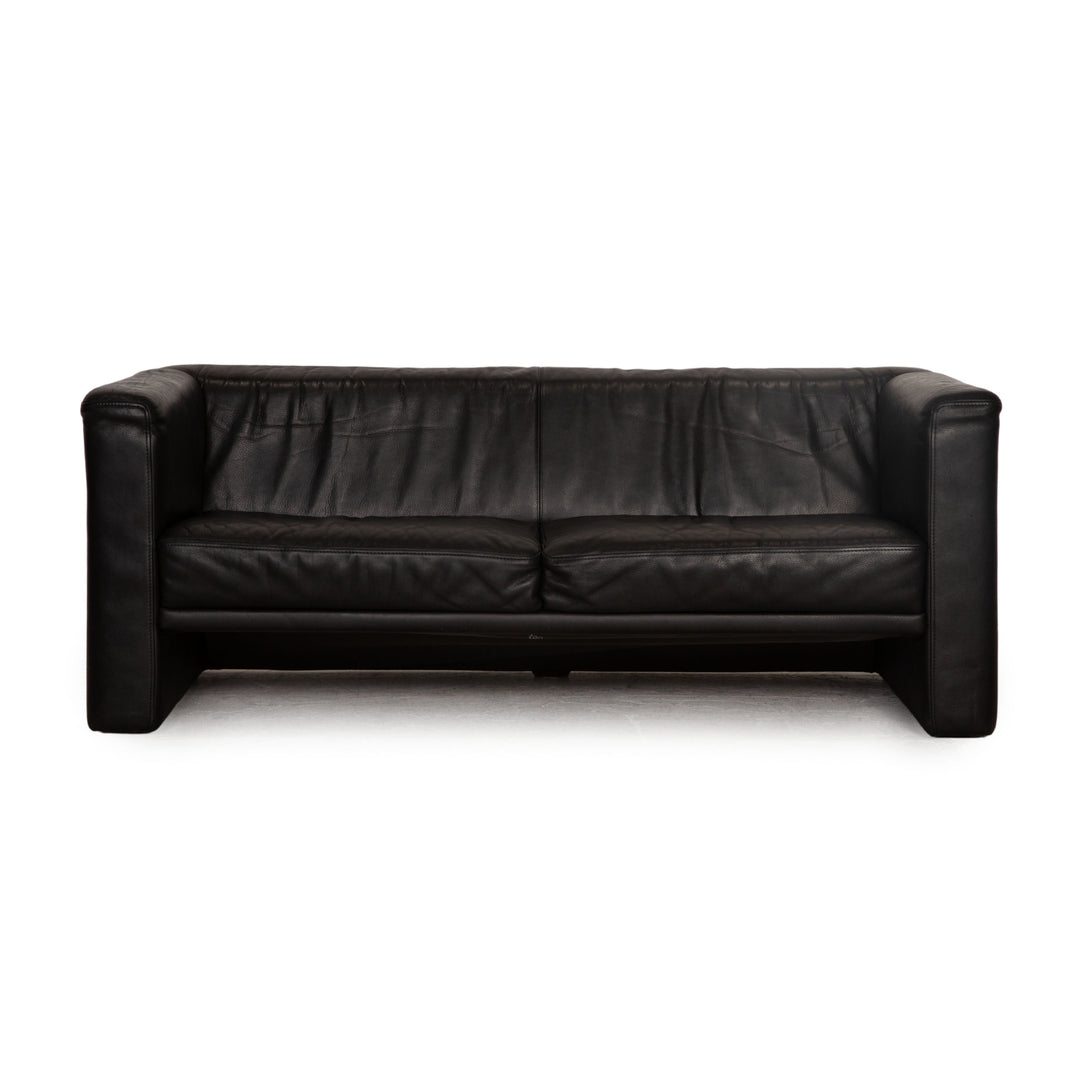 Brühl Visavis leather two-seater black sofa couch