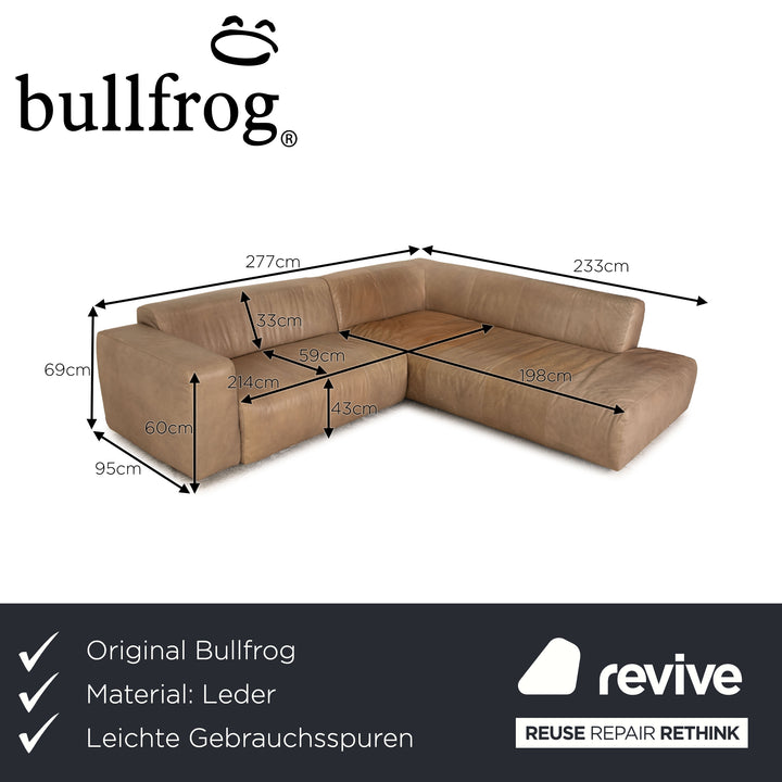 Bullfrog Camp Leder Ecksofa Beige Sofa Couch Recamiere rechts