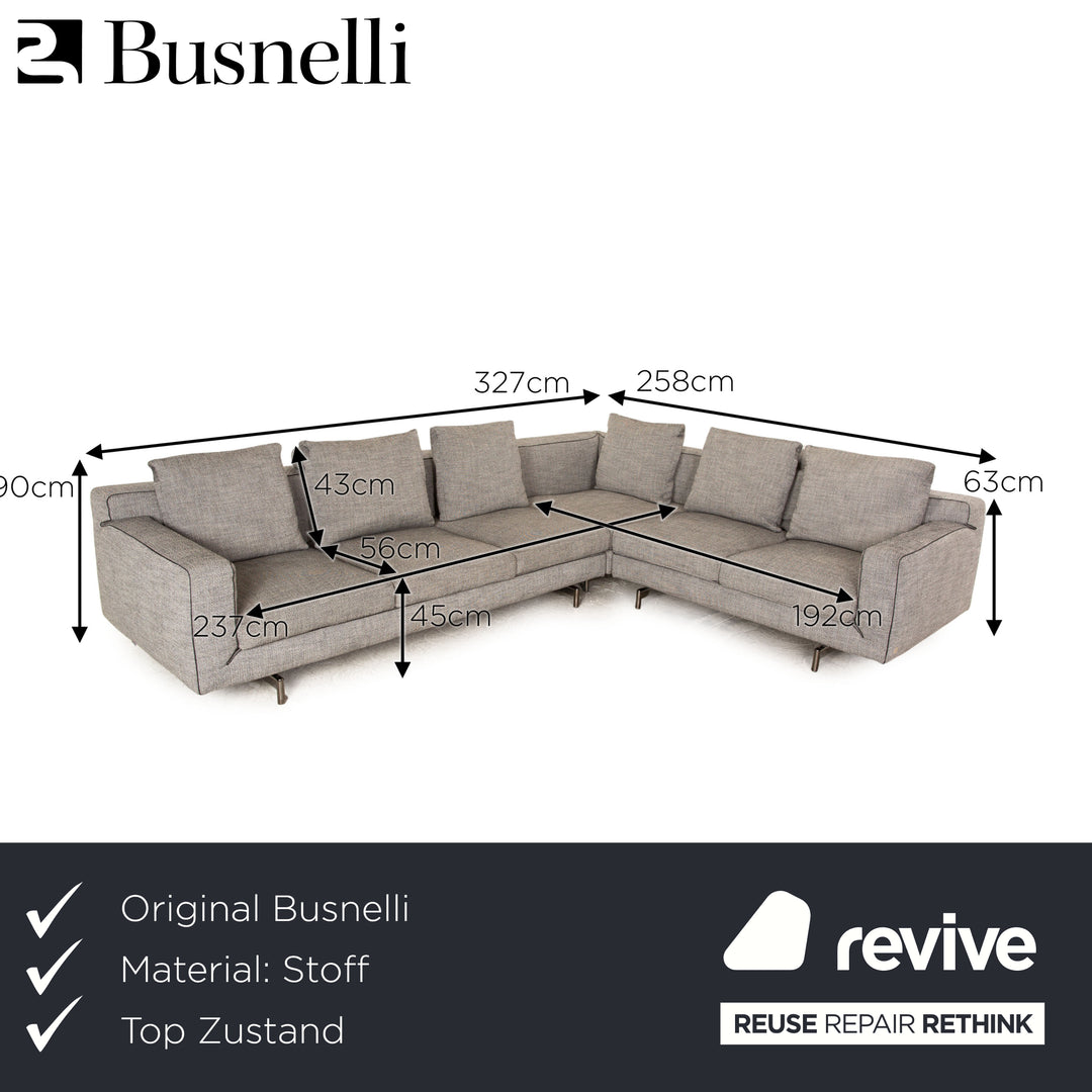 Busnelli Taylor Stoff Ecksofa Grau Recamiere Rechts Sofa Couch