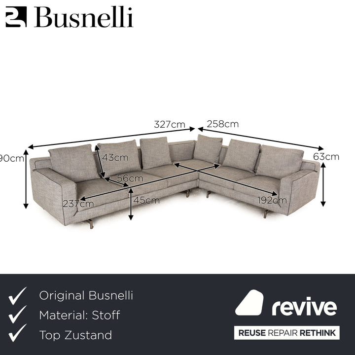 Busnelli Taylor Stoff Ecksofa Grau Recamiere Rechts Sofa Couch