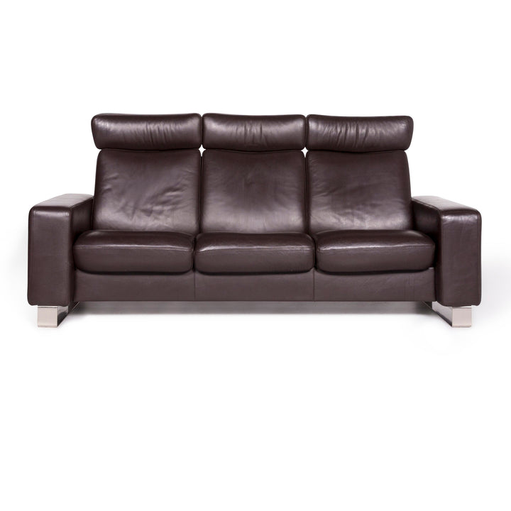 Stressless Leather Sofa Brown Three Seater Couch #8877