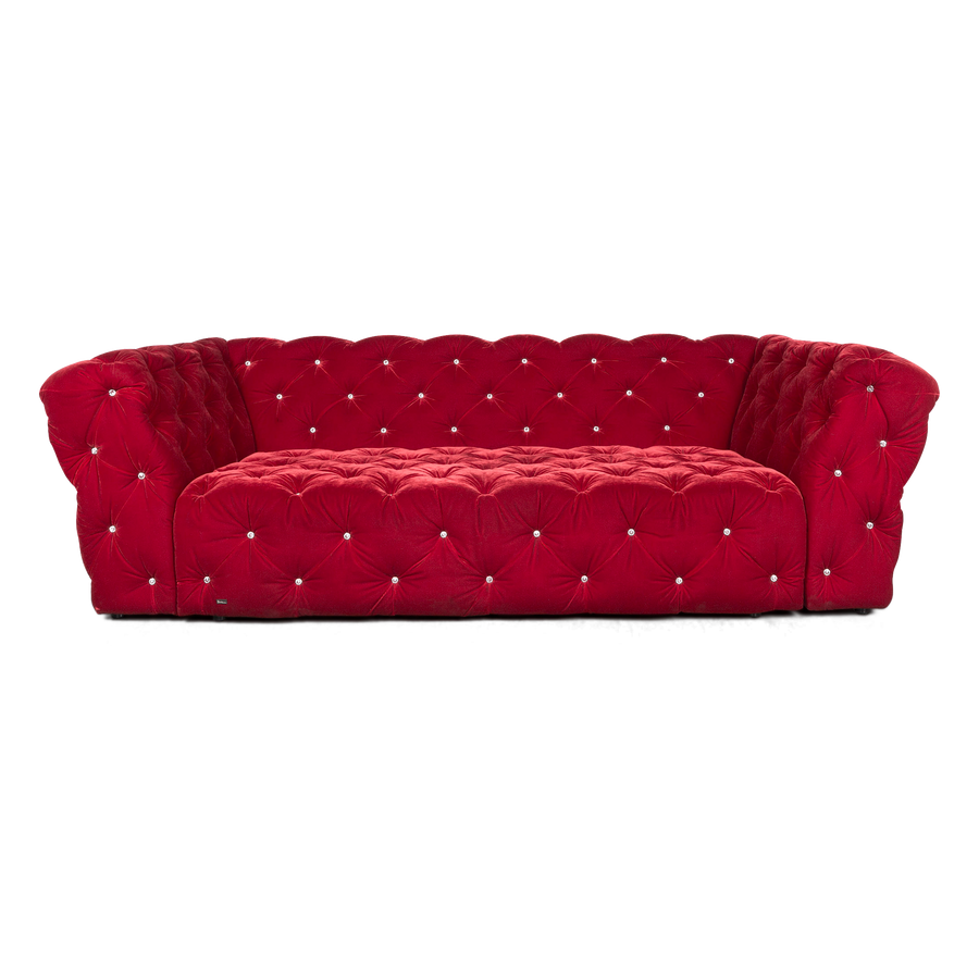 Bretz Marilyn Designer Velvet Sofa Red Four Seater #8022