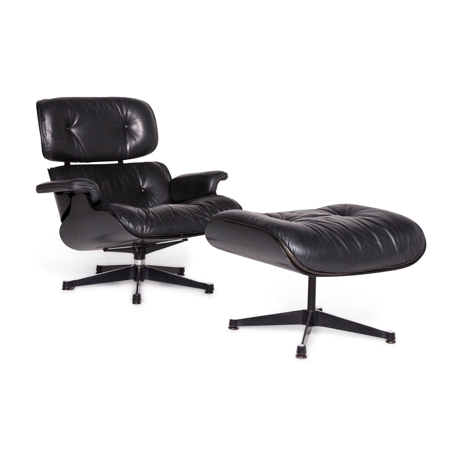 Vitra Eames Lounge Chair Designer Leder Sessel Schwarz inkl. Hocker #9378