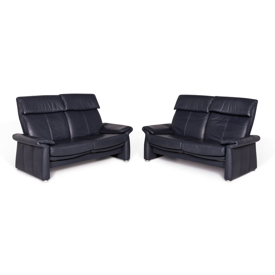 Laauser leather sofa set blue two-seater #9024