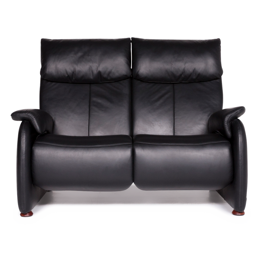 Himolla Designer Leather Sofa Black Two Seater Function Couch #8892