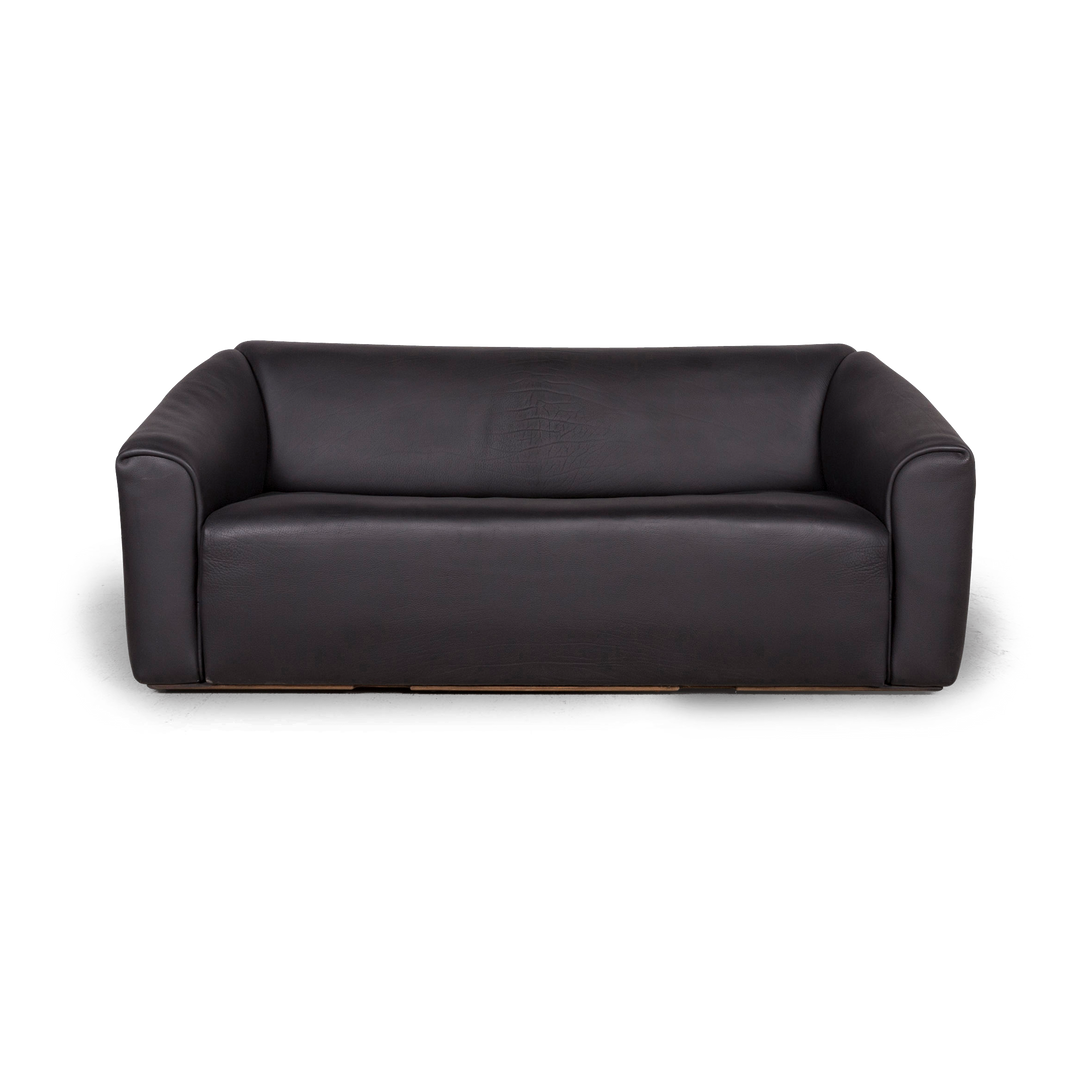 de Sede ds 47 Leder Sofa Schwarz Zweisitzer Echtleder Couch #8257