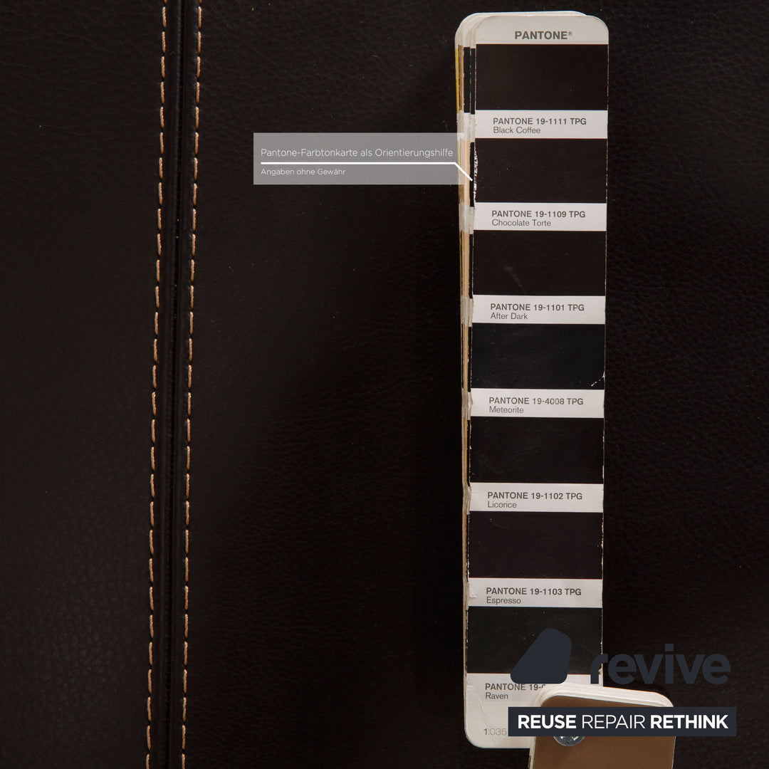 Calia Fjord Leder Sofa Garnitur Dunkelbraun Dreisitzer Hocker