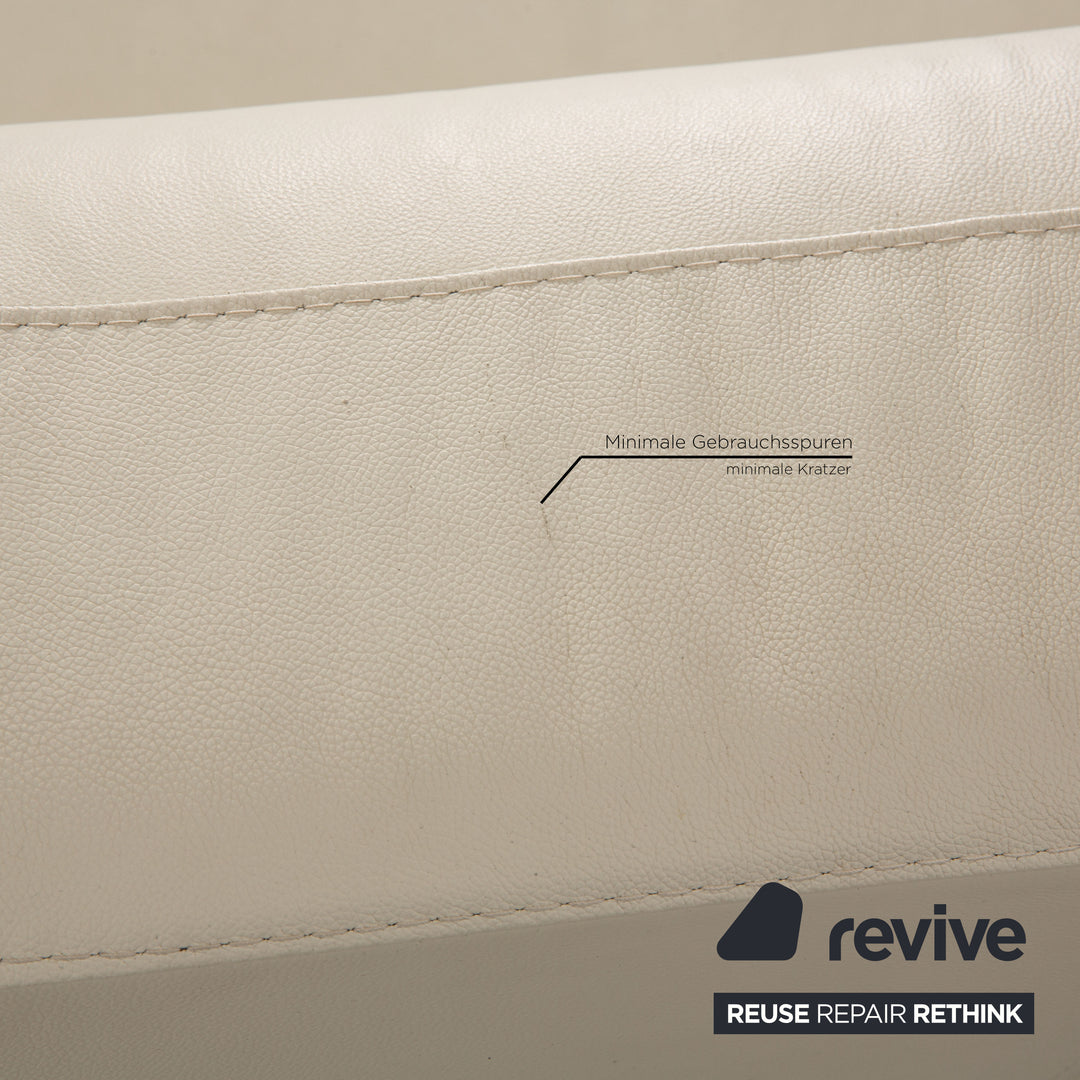 Calia Leder Dreisitzer Creme Sofa Couch
