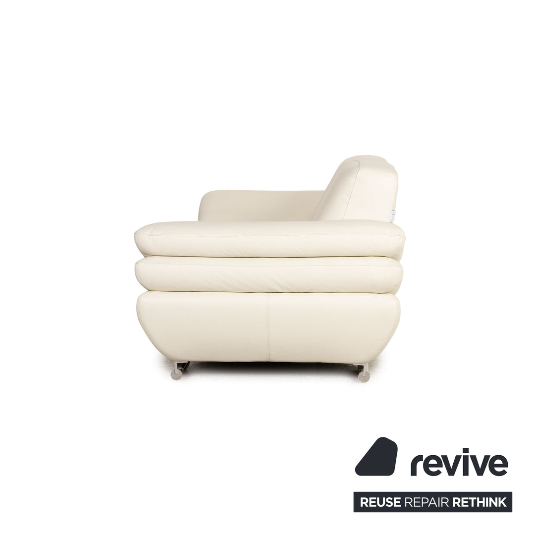 Calia Leder Dreisitzer Creme Sofa Couch