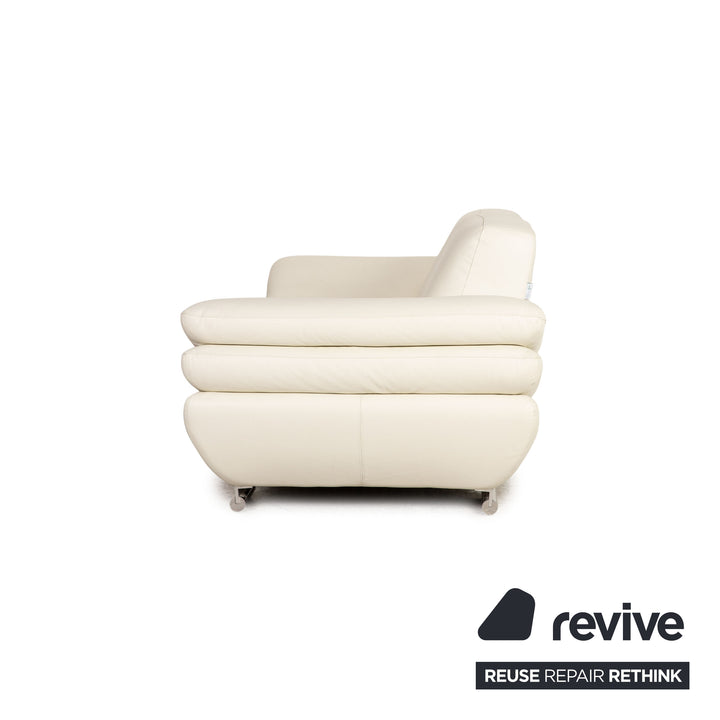 Calia Leder Dreisitzer Creme Sofa Couch