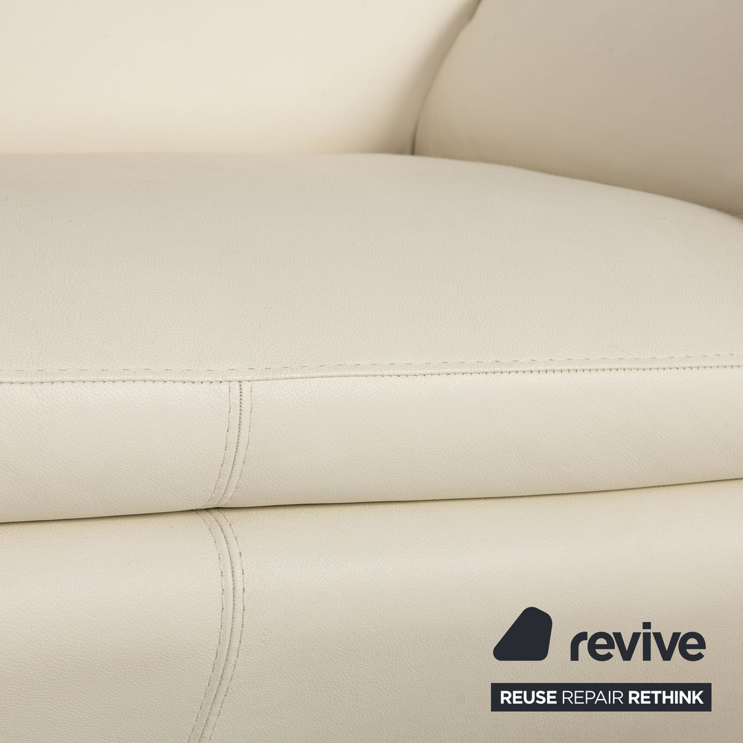 Calia Leder Dreisitzer Creme Sofa Couch
