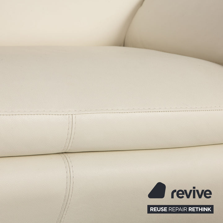 Calia Leder Dreisitzer Creme Sofa Couch