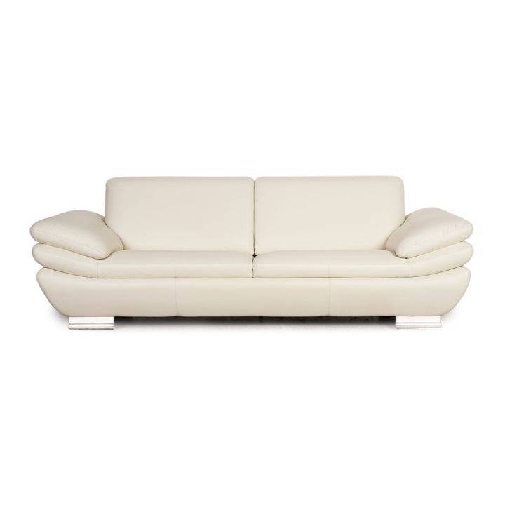Calia Leder Dreisitzer Creme Sofa Couch