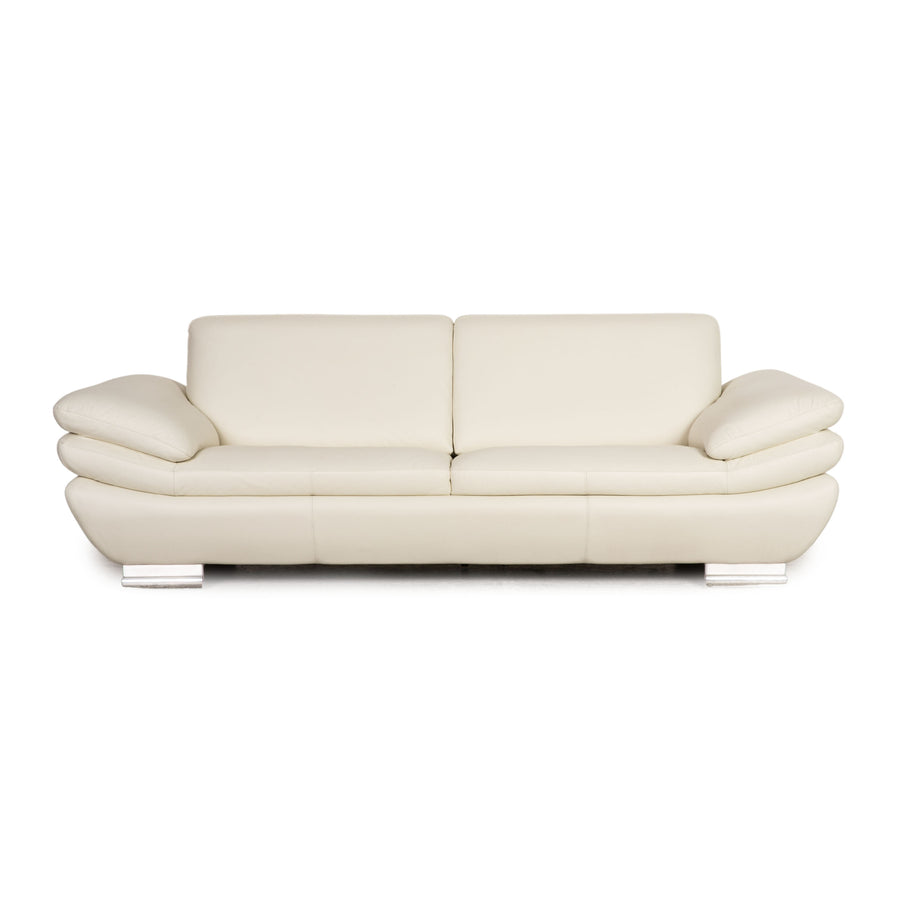 Calia Leder Dreisitzer Creme Sofa Couch