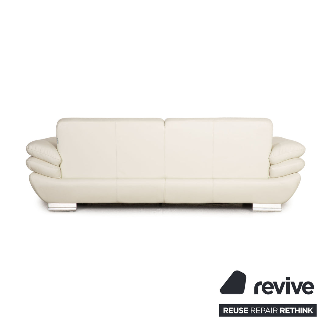 Calia Leder Dreisitzer Creme Sofa Couch
