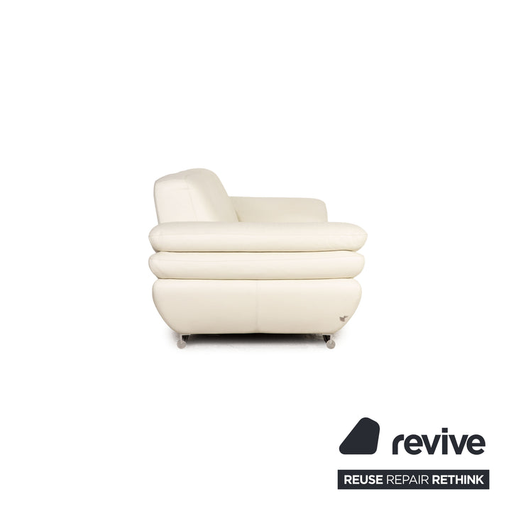 Calia Leder Dreisitzer Creme Sofa Couch