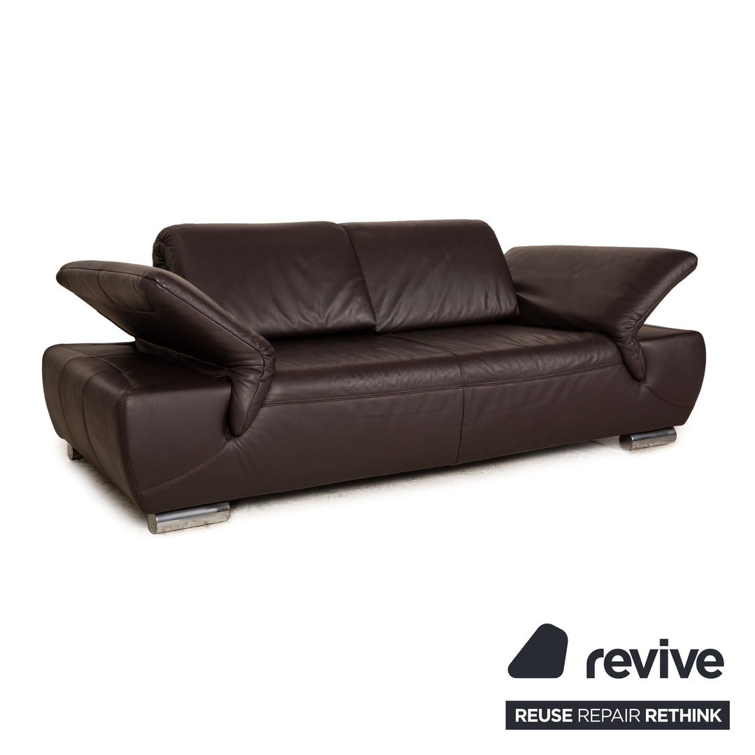 Casada Leder Zweisitzer Braun Sofa Couch manuelle Funktion
