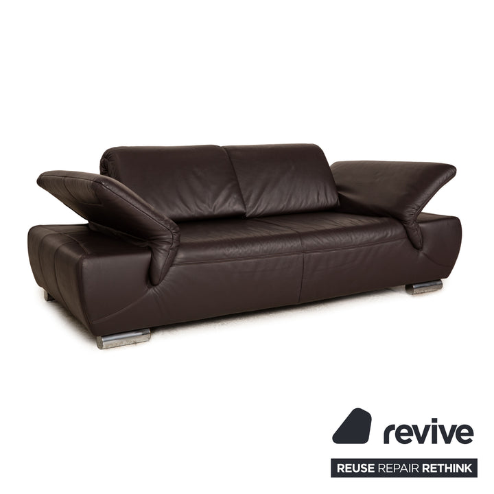 Casada Leder Zweisitzer Braun Sofa Couch manuelle Funktion