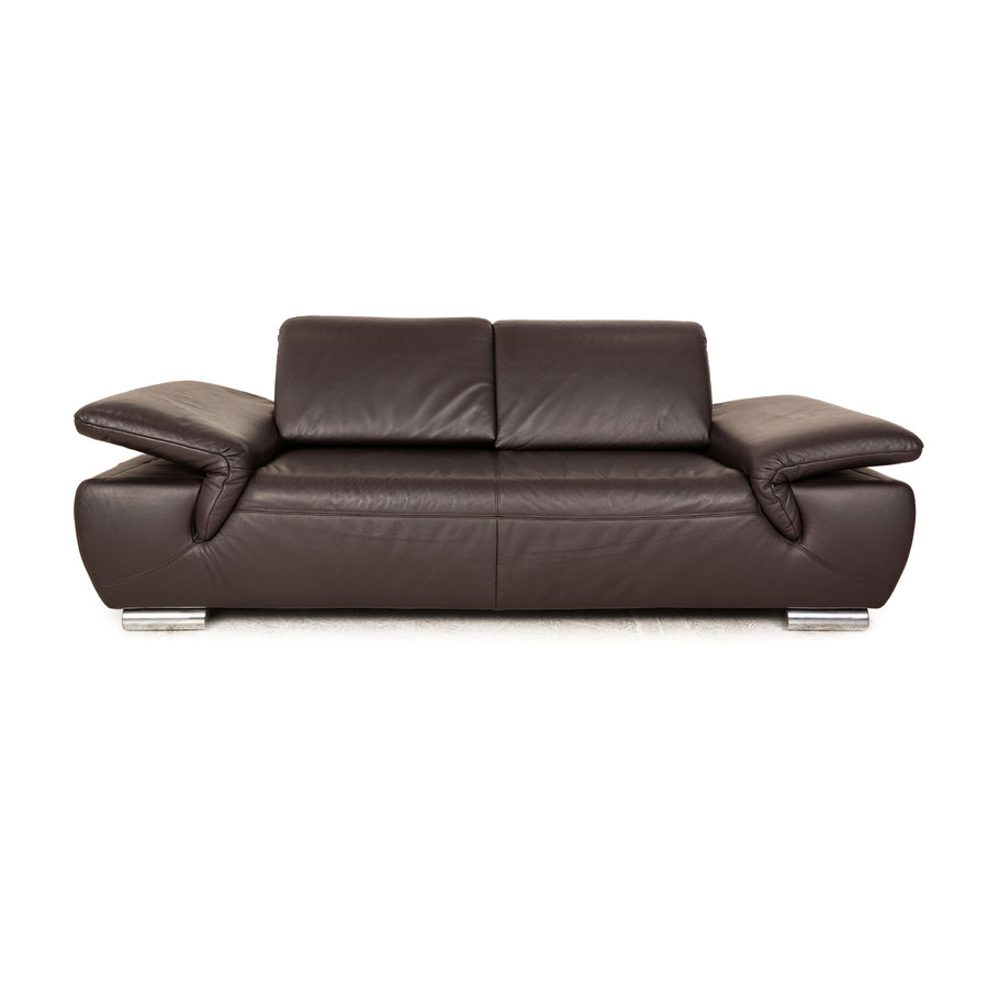 Casada Leder Zweisitzer Braun Sofa Couch manuelle Funktion