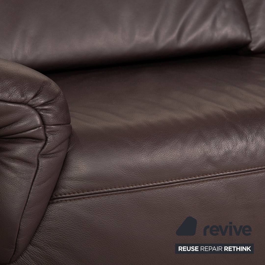 Casada Leder Zweisitzer Braun Sofa Couch manuelle Funktion
