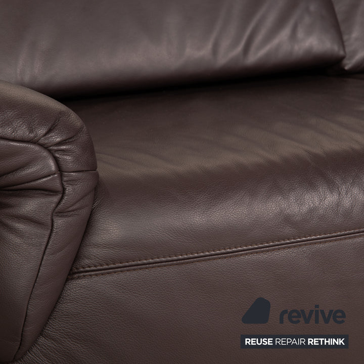 Casada Leder Zweisitzer Braun Sofa Couch manuelle Funktion